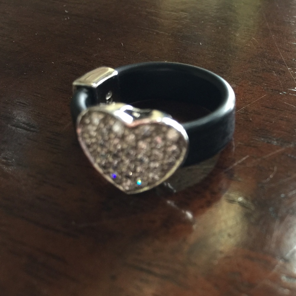 Leather Pave banded Heart Ring